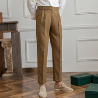 Herren Gerade Schnitt Anzughose mit Taschen - Kaffee