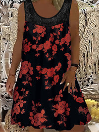 Samudri - Lockeres Armelloses Maxi Kleid Mit Rundhalsausschnitt - Rot