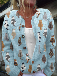 Charlotte | Damen-Cardigan mit Knöpfen und langen Ärmeln - Blauer Cardigan
