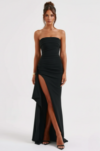 Meadow | Damen Maxikleid – Natürliches Wiesenblumiges Maxi Kleid - Schwarz