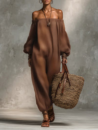 Fenna™ - Trägerloser Jumpsuit mit Ärmeln - Braun