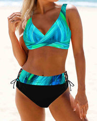 Eva - farbenfrohes, verspieltes Bikini - Blau/Grün