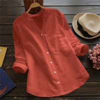 Bluse Damen Langarm Stehkragen - orange