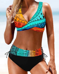Eva - farbenfrohes, verspieltes Bikini - Blau/Orange