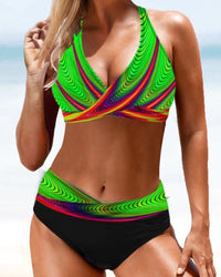 Romy | Fröhlicher Bunter Bikini - Grün