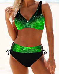 Eva - farbenfrohes, verspieltes Bikini - Dunkelgrün