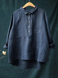 Vega | Oversized Leinen-Bluse - Marineblau