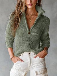 Sophie | Damen Pullover mit langen Ärmeln - Salbeigrün