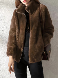 Paula | Stylische Winterjacke Damen mit Reißverschluss - Dunkelbraun