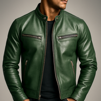 Herren Bikerjacke mit Reissverschluss und Taschen - Grün