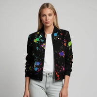 Barbara | Damen Lässiger Bomber Übergangsjacke - Schwarz