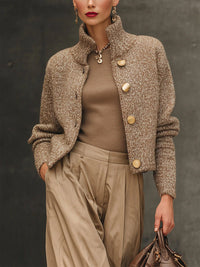 Josephine – Elegante Strickjacke - Braun