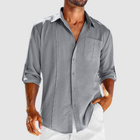 Raivo | Herren Langarm Leinen Overshirt - Grau