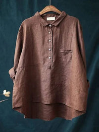 Vega | Oversized Leinen-Bluse - Rot