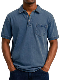 Leo | Vintage Casual Polo - Marineblau
