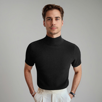 Raphael | Herren Rollkragen Slim Fit T-Shirt – Herren Rollkragen Shirt Slim 2026 - Schwarz