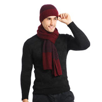 Strickset mit Wollmütze, Handschuhen und Schal - Bordeaux
