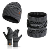 3-teiliges Winterset mit Mütze, Handschuhen und Schal - Dunkelgrau