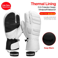Herren Thermo-Fäustlinge für Wintersportler - Weiße 3 Finger