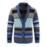 James | Herren gestreifter Cardigan mit Knöpfen - Blau