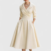 Rosalie | Elegantes Midikleid mit subtilem Glanz - Beige