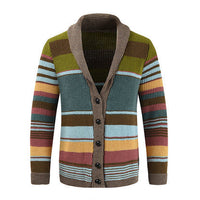 James | Herren gestreifter Cardigan mit Knöpfen - Grün