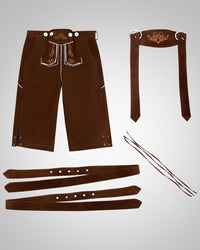 Christoph | Herren Traditionell Knielange Lederhose - Braun