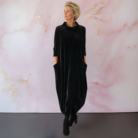 Anja™ | Samtiges elegantes Maxikleid - Schwarz