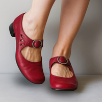 Els - Damen Orthopädische Ledersandalen mit Keilsohle - Rot