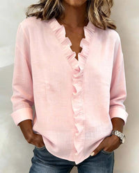 Lina | Zeitlose Damenbluse mit Volantdetails - Rosa