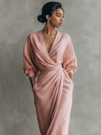 Roxa | Rosa Maxikleid mit V-Ausschnitt - Rosa