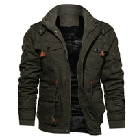 Herren gefütterte Utility-Feldjacke mit Kordelzug und Taschen - Olivgrün 9933
