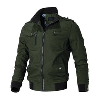 Herren Canvas-Bomberjacke mit Rippbündchen und Brusttaschen - Olivgrün