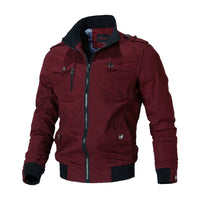 Herren Canvas-Bomberjacke mit Rippbündchen und Brusttaschen - Rot