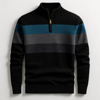 Finn | Herren-Pullover gestreift klassisch & modern - Schwarz