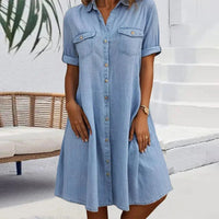 Sandra | Damen Luftiges Sommerkleid – Frisches Entspanntes Sommerkleid - Blau