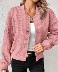 HELENE – Damen-Pulloverjacke – Elegante Strickjacke im Stilvollen Design - Rosa