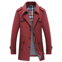 Herren Trenchcoat mit gesteppter Thermofütterung und kariertem Innenfutter - Weinrot