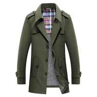 Herren Trenchcoat mit gesteppter Thermofütterung und kariertem Innenfutter - Tarngrün