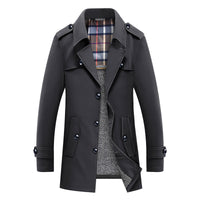 Herren Trenchcoat mit gesteppter Thermofütterung und kariertem Innenfutter - Schwarz