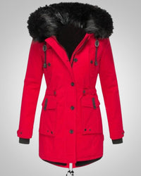 Elena | Damen Gefütterte Winter Parka Jacke - Rot