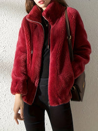 Paula | Stylische Winterjacke Damen mit Reißverschluss - Rot