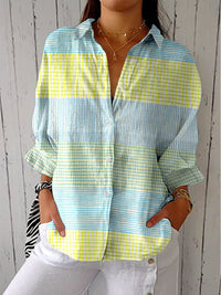 Arely | Pastellkariertes Muster Bluse - Mehrfarbig