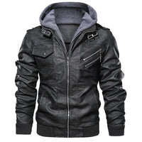 Herren Jacke mit abnehmbarer Kapuze und Taschen - Schwarz