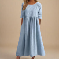 Layla | Damen Leichtes Luftiges Kleid – Leicht Luftig Sommerkleid Damen - Hellblau