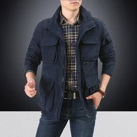 Herren Utility-Fieldjacke mit Klapp- und Reißverschlusstaschen - Dunkelblau