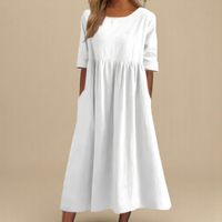 Layla | Damen Leichtes Luftiges Kleid – Leicht Luftig Sommerkleid Damen - White