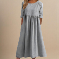 Layla | Damen Leichtes Luftiges Kleid – Leicht Luftig Sommerkleid Damen - Light Gray