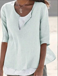Vera | Damen Bluse 3/4-Arm Lagenlook V-Ausschnitt - Hellgrün
