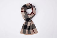 Wollschal | Winddicht und warm für kalte Wintertage - Beige/Graues Quadrat